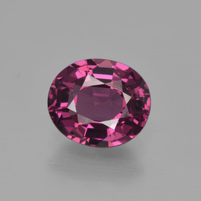 Grenat rhodolite rouge naturelle coupe ovale, 1,89 ct, VS