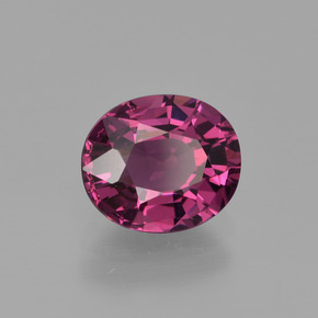 Grenat rhodolite rouge naturelle coupe ovale, 1,89 ct, VS
