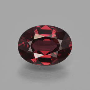 Grenat rhodolite rouge naturelle coupe ovale, 1,54 ct, VS