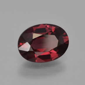 Grenat rhodolite rouge naturelle coupe ovale, 1,54 ct, VS