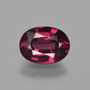 Grenat rhodolite rouge naturelle coupe ovale, 1,32 ct, VS