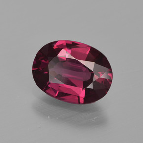 Grenat rhodolite rouge naturelle coupe ovale, 1,32 ct, VS