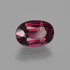 Grenat rhodolite rouge naturelle coupe ovale, 2,01 ct, VVS