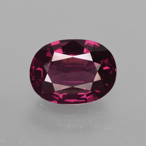 Grenat rhodolite rouge framboise naturelle coupe ovale, 2,59 ct, VVS-VS