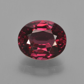 Grenat rhodolite rouge naturelle coupe ovale, 2,62 ct, VS