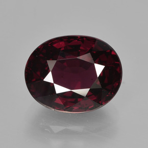 Grenat rhodolite rouge naturelle coupe ovale, 4,42 ct, VS