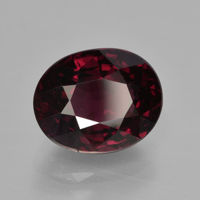 Grenat rhodolite rouge naturelle coupe ovale, 4,42 ct, VS
