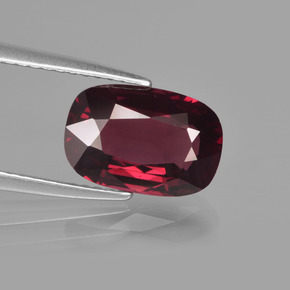 Grenat rhodolite rouge naturelle coupe coussin, 3,17 ct, VVS-VS