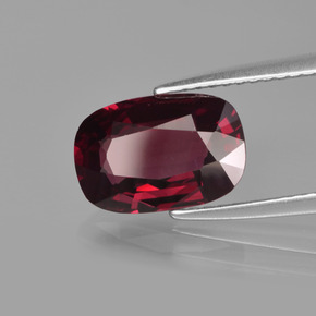Grenat rhodolite rouge naturelle coupe coussin, 3,17 ct, VVS-VS