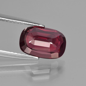 Grenat rhodolite rouge naturelle coupe coussin, 3,17 ct, VVS-VS