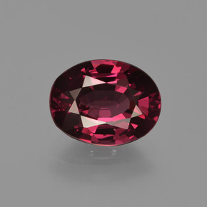 Grenat rhodolite rouge naturelle coupe ovale, 2,04 ct, VS