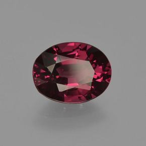 Grenat rhodolite rouge naturelle coupe ovale, 2,04 ct, VS