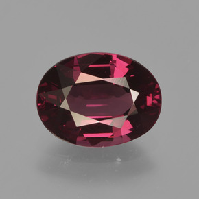 Grenat rhodolite rouge naturelle coupe ovale, 2,01 ct, VVS-VS