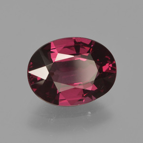 Grenat rhodolite rouge naturelle coupe ovale, 2,01 ct, VVS-VS