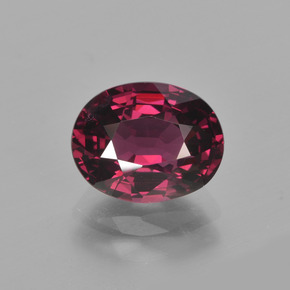 Grenat Rhodolite Rouge framboises naturelle Coupe ovale, 2.89 ct, VS
