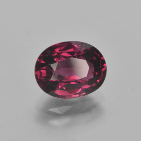 Grenat Rhodolite Rouge framboises naturelle Coupe ovale, 2.89 ct, VS