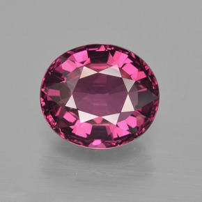 Grenat rhodolite rouge naturelle coupe ovale, 4,58 ct, VVS