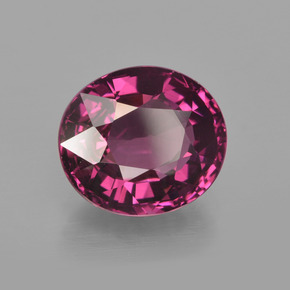 Grenat rhodolite rouge naturelle coupe ovale, 4,58 ct, VVS