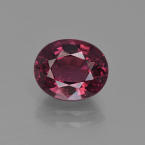 Grenat rhodolite rouge naturelle coupe ovale, 3,03 ct, VS