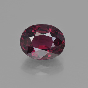 Grenat rhodolite rouge naturelle coupe ovale, 2,89 ct, VS