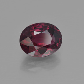 Grenat rhodolite rouge naturelle coupe ovale, 2,89 ct, VS