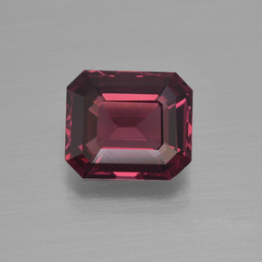 Grenat rhodolite rouge naturelle taille émeraude, 2,98 ct, VVS-VS