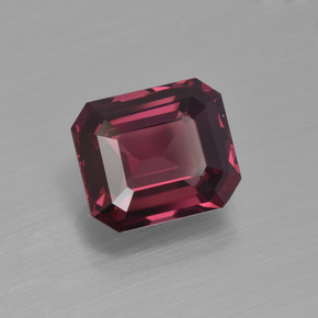 Grenat rhodolite rouge naturelle taille émeraude, 2,98 ct, VVS-VS