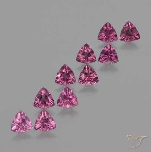 4.58ctw Naturel Baies pourpre rose profond Grenat rhodolite, Trillion, VS