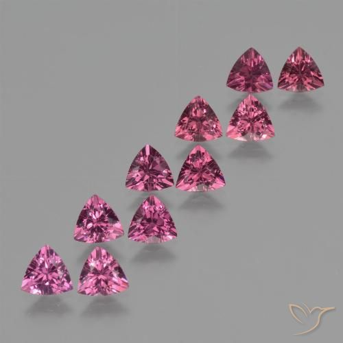 4.94ctw Naturel Pourpre de baies roses Grenat rhodolite, Trillion, VS