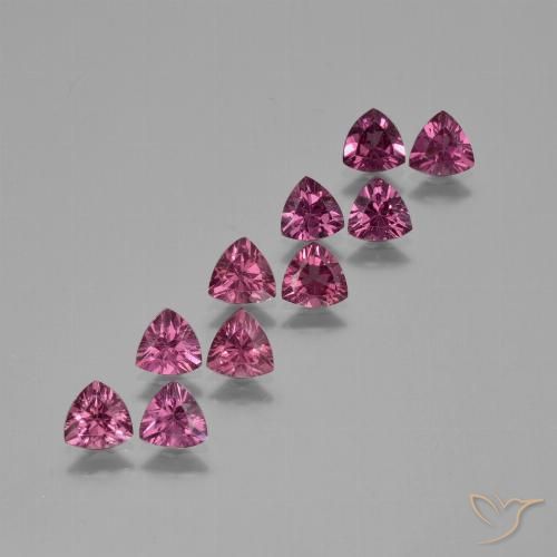 4.52ctw Naturel Rose magenta profond Grenat rhodolite, Trillion, VS