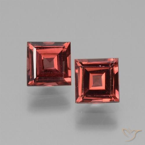 1.58ctw Naturel Rouge brique profond Grenat Rhodolite, Carré, VS