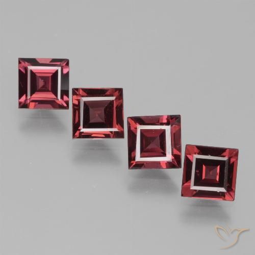 3.02ctw Naturel Rouge foncé Grenat Rhodolite, Carré, VS