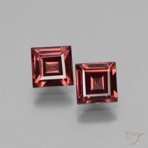 1.39ctw Naturel Rouge moyen Grenat Rhodolite, Carré, VS