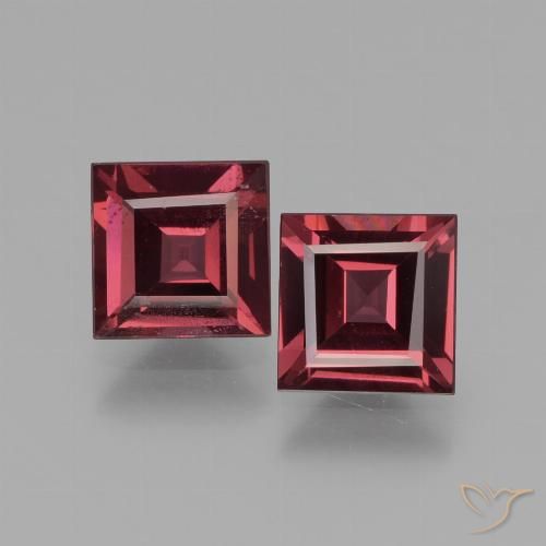1.53ctw Naturel Rouge écarlate Grenat Rhodolite, Carré, VS