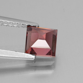 Grenat rhodolite rose naturelle carré, 0,88 ct, VS