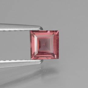 Grenat rhodolite rose naturelle carré, 0,52 ct, VS