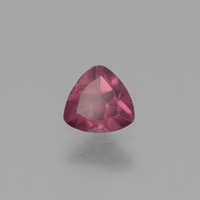 Grenat rhodolite rose naturelle trillion, 0,42 ct, VS