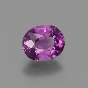 Grenat rhodolite rose naturelle coupe ovale, 1,26 ct, VS