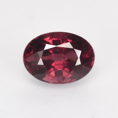 Grenat rhodolite rouge naturelle coupe ovale, 1,37 ct, VS