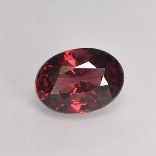 Grenat Rhodolite Rouge foncé naturelle Coupe ovale, 1.24 ct, VS