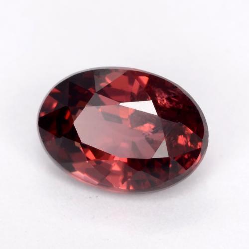 Grenat Rhodolite Rouge foncé naturelle Coupe ovale, 1.09 ct, VS
