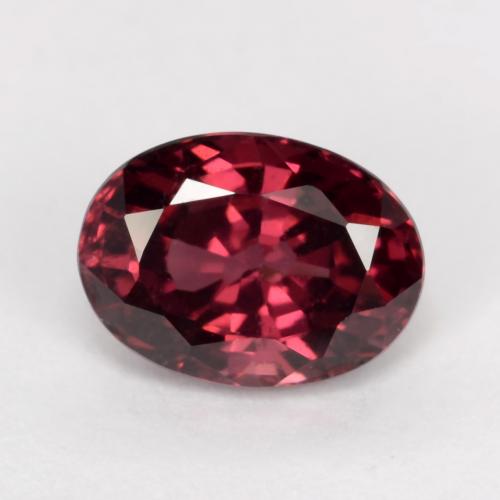 Grenat Rhodolite Rouge foncé naturelle Coupe ovale, 1.15 ct, VS