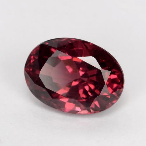 Grenat Rhodolite Rouge foncé naturelle Coupe ovale, 1.15 ct, VS