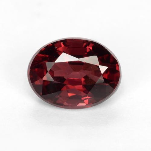 Grenat rhodolite rouge naturelle coupe ovale, 1,10 ct, VS