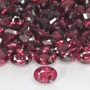 Grenat rhodolite rouge foncé naturelle coupe ovale, 1,24 ct, VVS-VS