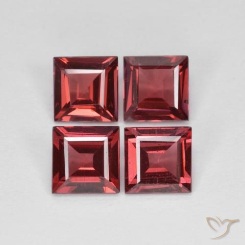 3.12ctw Naturel Vin rouge profond Grenat Rhodolite, Carré, VS