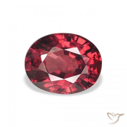 Grenat rhodolite Rouge foncé naturelle ovale, 2.86 ct, VS