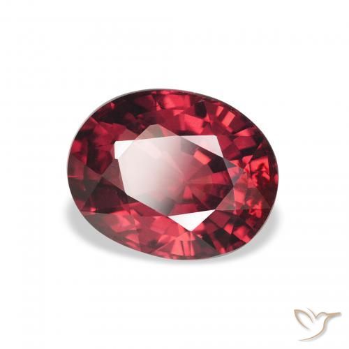 Grenat rhodolite Rouge foncé naturelle ovale, 2.86 ct, VS