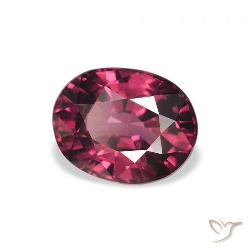 Grenat rhodolite Pourpre-Rouge naturelle ovale, 2.26 ct, VS