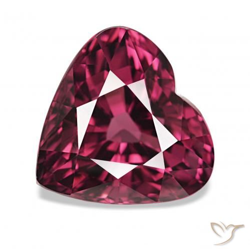 Grenat Rhodolite Pourpre foncé naturelle Cœur, 4.24 ct, VS